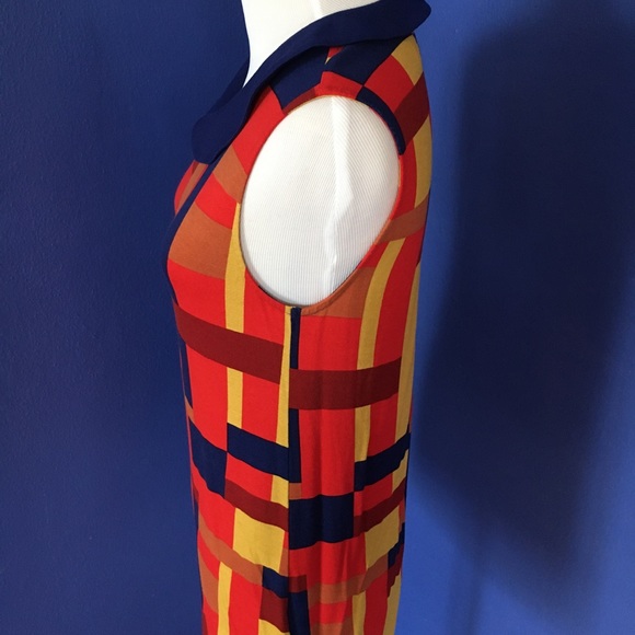 ModCloth Colorblock Retro 60s mod tunic top with Peter Pan collar jewel tone - Picture 5 of 9